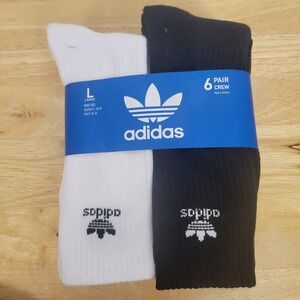 Adidas Originals Trefoil Crew Socks 5-Pack Size L White Black NEW Unisex